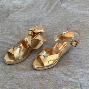 Ted Baker Gold Metallic Wedge Sandals
